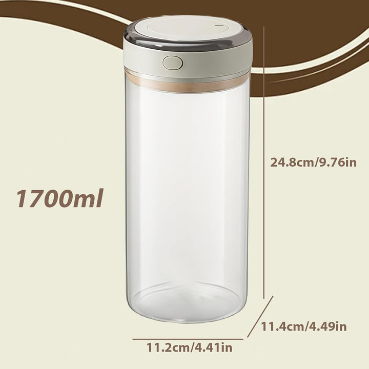 Kaffeedose Luftdicht: 1700ML Vakuum Kaffeebehälter aus Glas, Luftdichter Kaffee-Aufbewahrungsbehälte