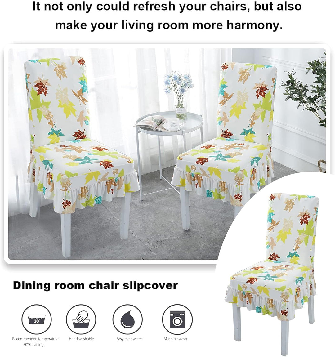 VanderHOME Stuhlhussen 4er Set Elastische Universal Esszimmerstuhl Abdeckung mit Rock Abnehmbare Was