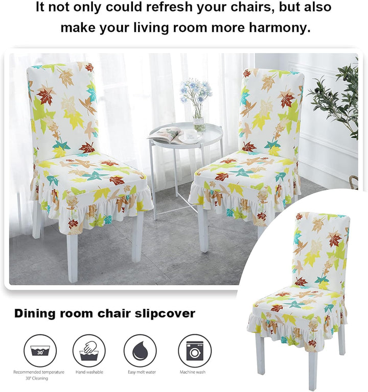 VanderHOME Stuhlhussen 4er Set Elastische Universal Esszimmerstuhl Abdeckung mit Rock Abnehmbare Was