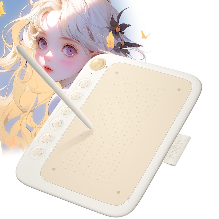 ugee Q6 Graphics Tablet 6 x 4 Inch Portable Drawing Tablet with Integrated Type-C Cable for Digital