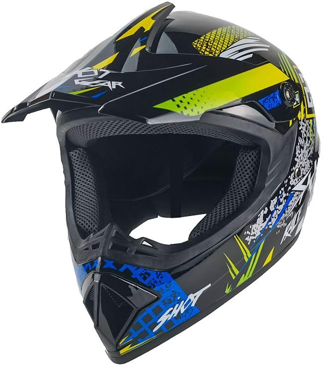 Kinder Crosshelm Hot-Shot – Motorradhelm für Kinder, ABS-Schale, robuster Kinderhelm für Downhill, Q