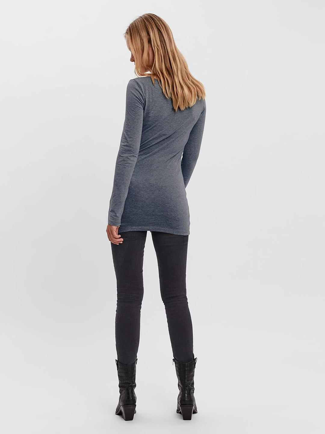 VERO MODA Female Top VMMAXI 2-Pack T-Shirt S Blau/Braun (1x Ombre Blue Melange/ 1x Walnut Melange),