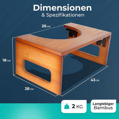 BUDDLEY® Toilettenhocker Bambus klappbar - Klohocker für richtige Haltung - Toilettenhocker Erwachse
