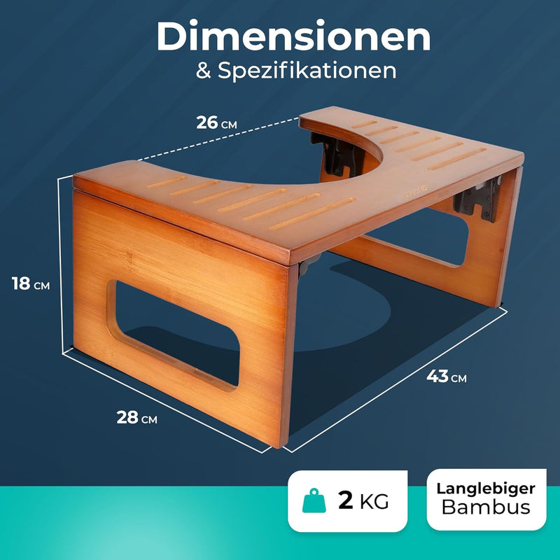 BUDDLEY® Toilettenhocker Bambus klappbar - Klohocker für richtige Haltung - Toilettenhocker Erwachse