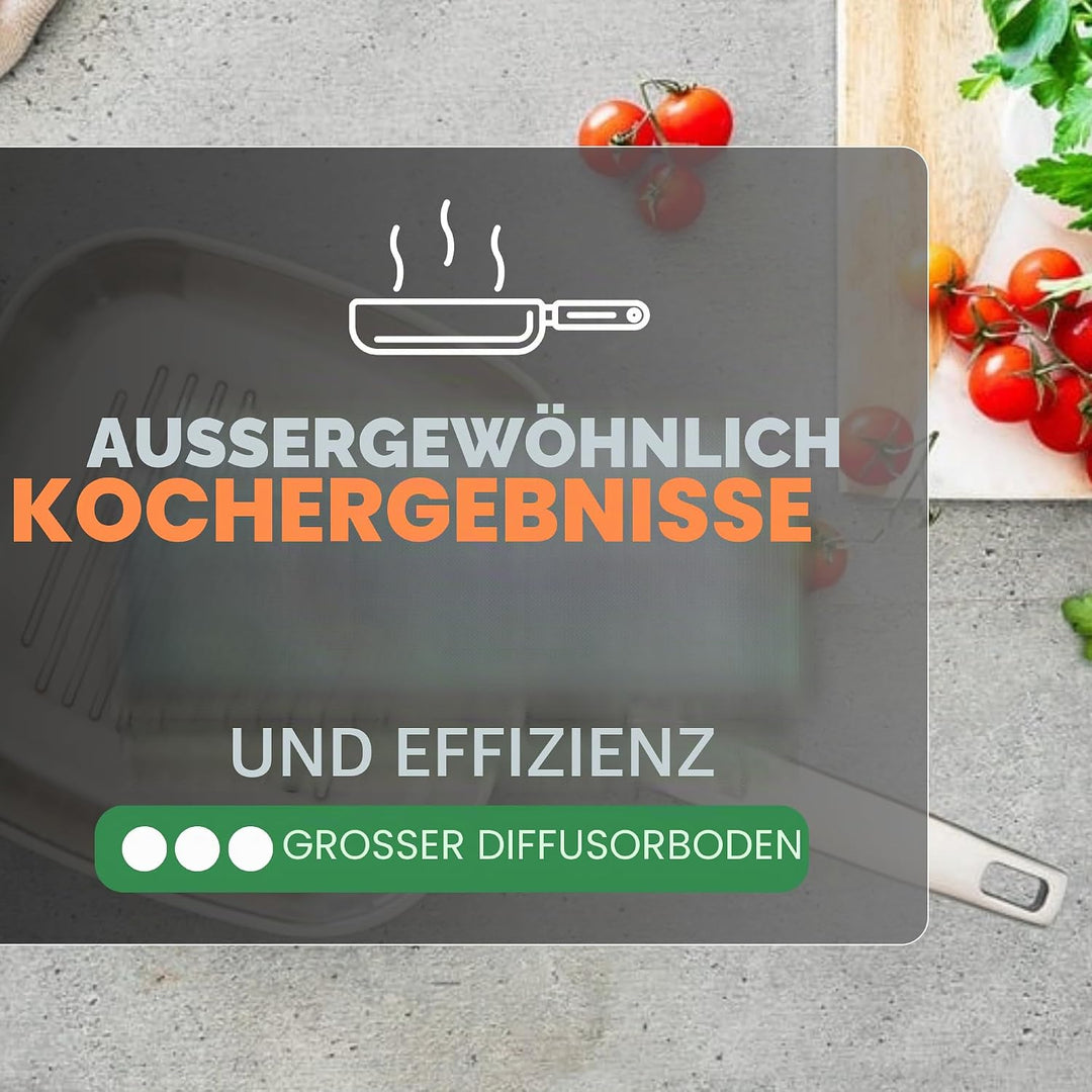 BRA Signature Grillpfanne mit Rillen, 28 cm, aus Edelstahl, ohne Antihaftbeschichtung, ergonomischer