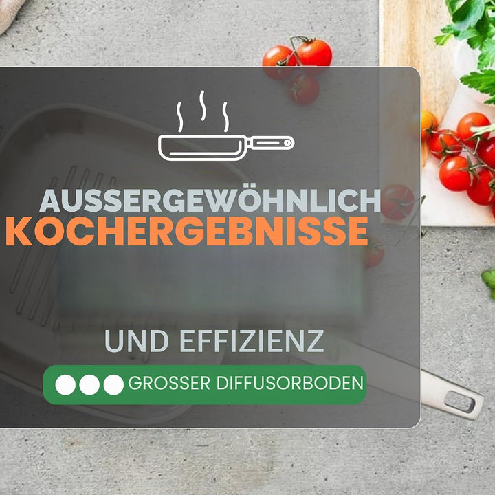 BRA Signature Grillpfanne mit Rillen, 28 cm, aus Edelstahl, ohne Antihaftbeschichtung, ergonomischer