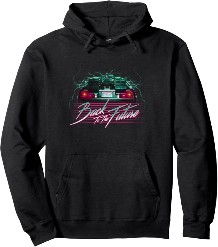 Back To The Future Delorean Retro Pink Stripe Pullover Hoodie