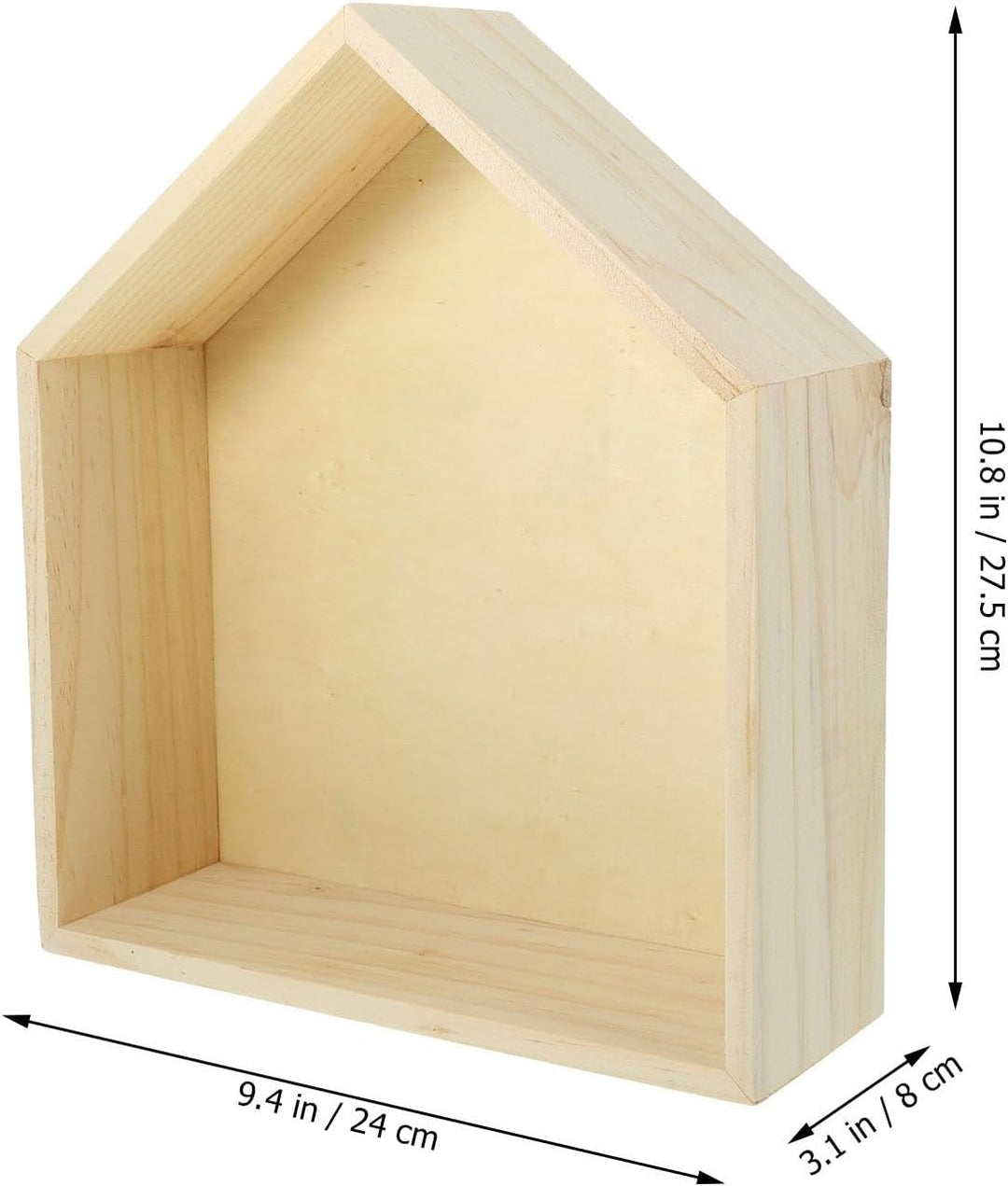 Holz Wandregal Hausform Hängeregal Pentagonal Schwebendes Wandboard für Wohnzimmer Schlafzimmer Büro