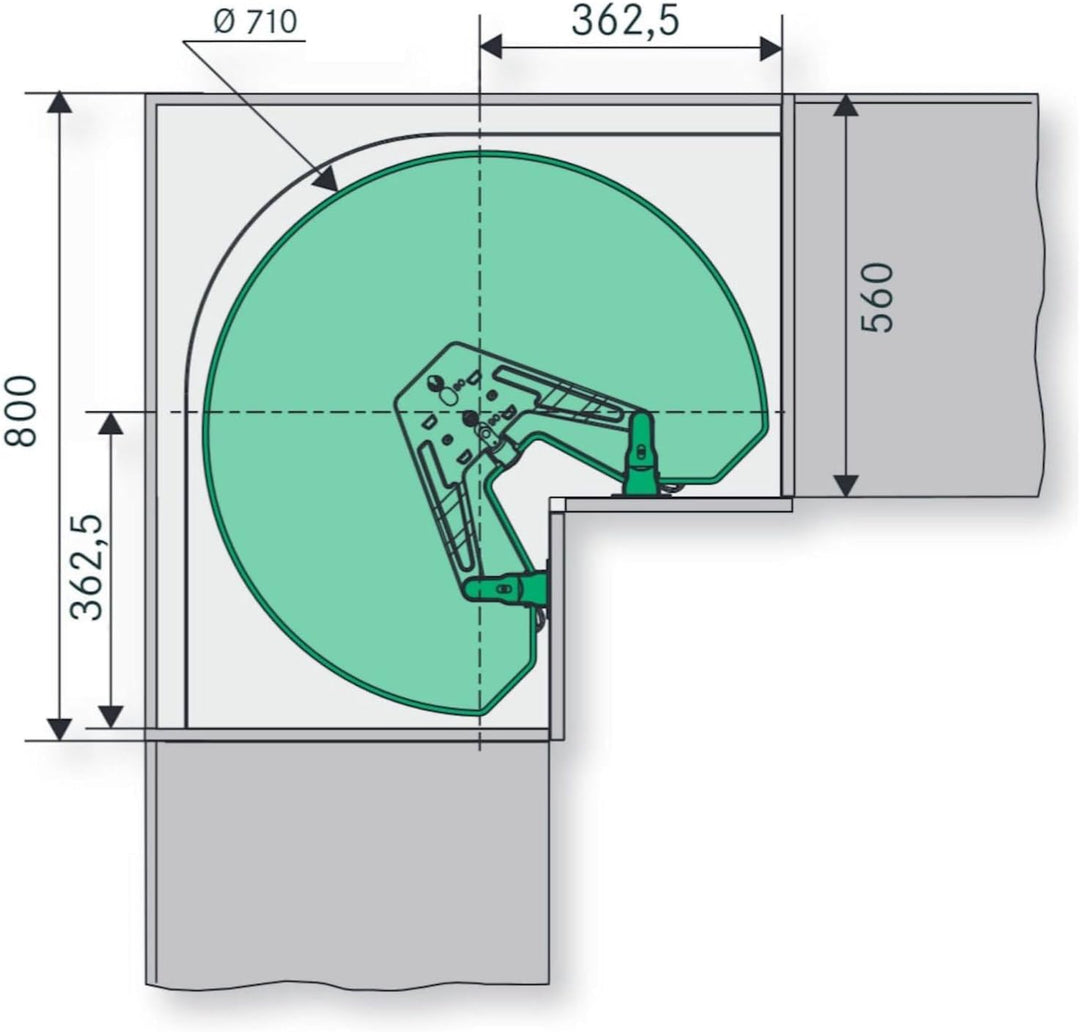 SO-TECH® / Kesseböhmer Revo 90° Drehbeschlag für 80er Eckschrank