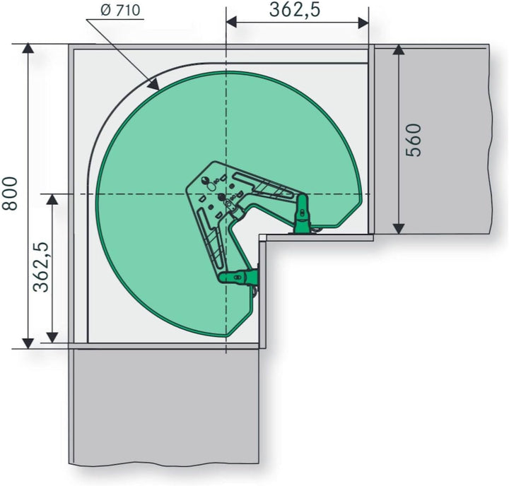 SO-TECH® / Kesseböhmer Revo 90° Drehbeschlag für 80er Eckschrank