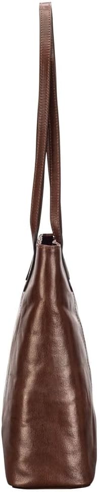 Maxwell Scott Italienischer Damen Leder Shopper Athenea in Cognac Braun, Cognac Braun