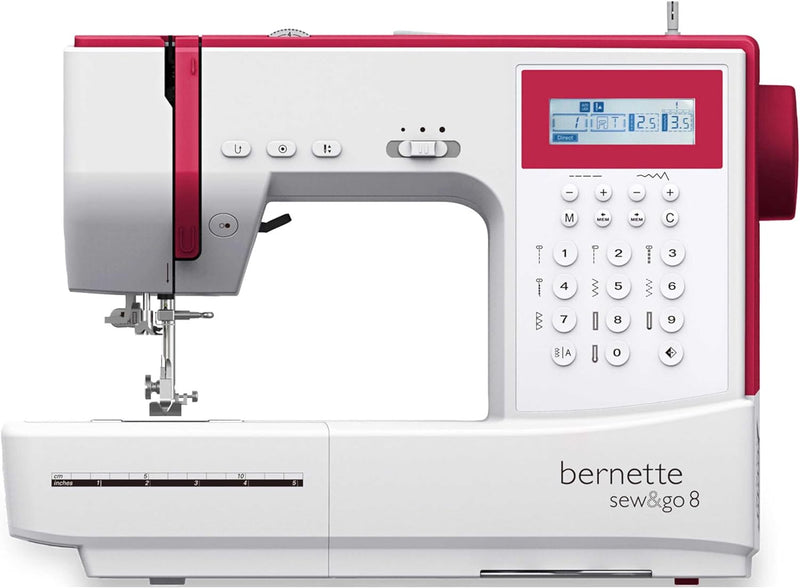 Bernette Sew&GO8 - Computer-Nähmaschine mit 197 Nähprogramme, Freiarm, Multifunktionsdisplay, Nähen,