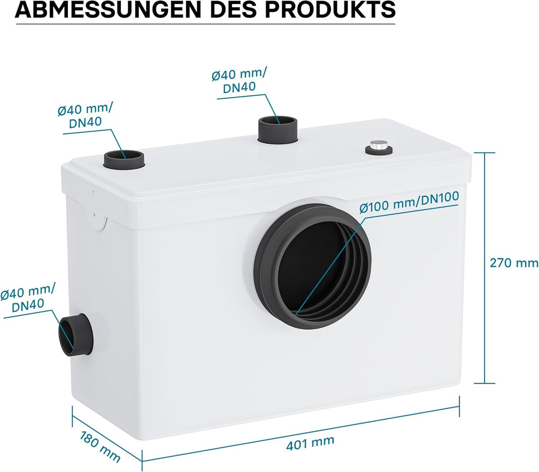 Wiltec 3/1 Schmutzwasser Fäkalien Hebeanlage Kleinhebeanlage 600W