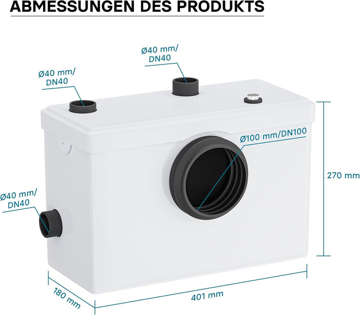 Wiltec 3/1 Schmutzwasser Fäkalien Hebeanlage Kleinhebeanlage 600W
