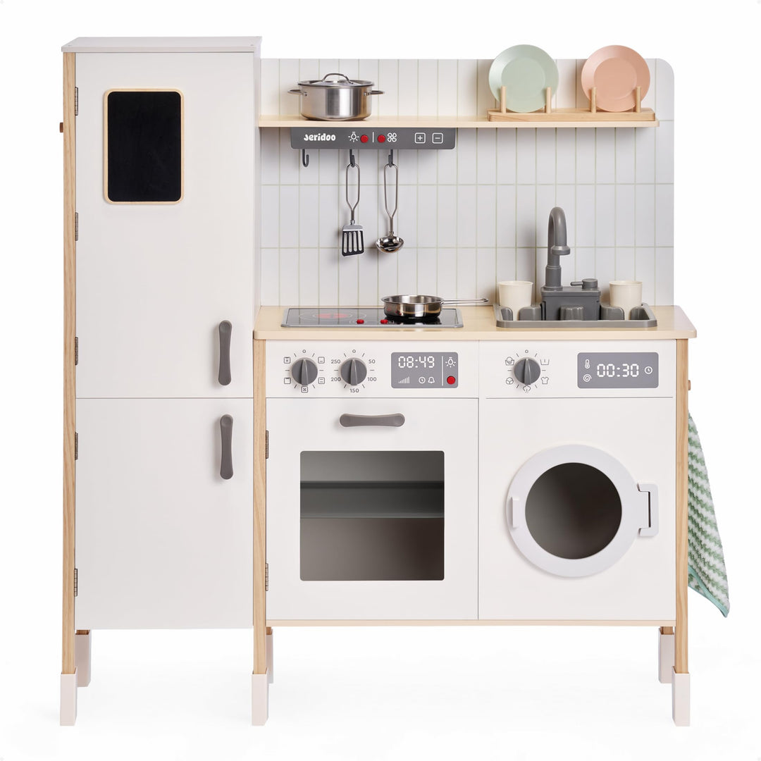 Holzküchenmeister-Küchenzeile mit Spüle, 180 Grad, drehbarem Wasserhahn, Höhenverstellbarer Spielset