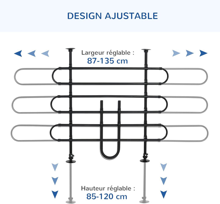 PawHut Auto Trenngitter für Hunde verstellbar Breite 87-135 cm Höhe 85-120 cm Universal Sicherheitsg