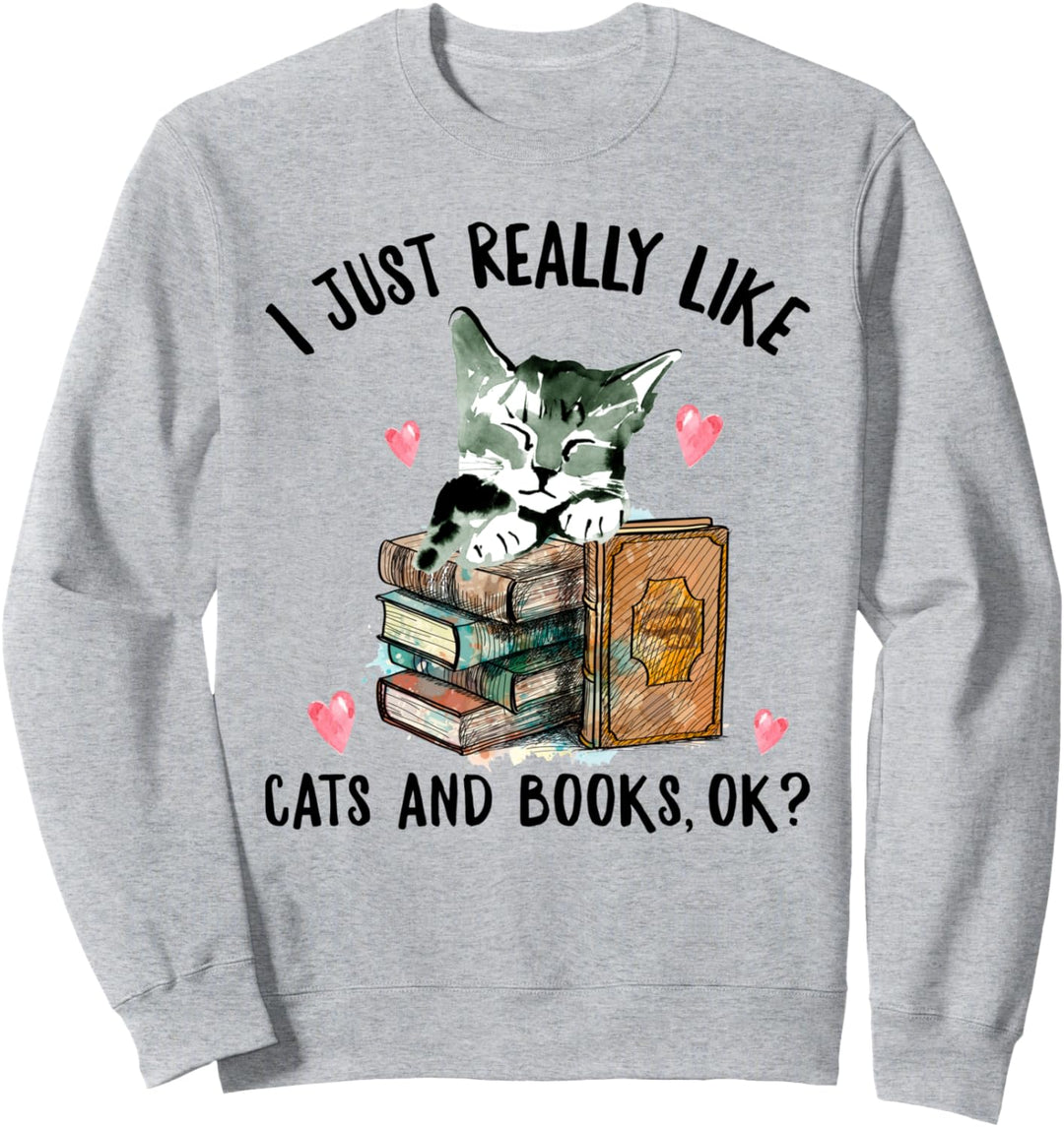 Lustiger Katzen und Bücher Spruch Katze Buch Watercolor Sweatshirt