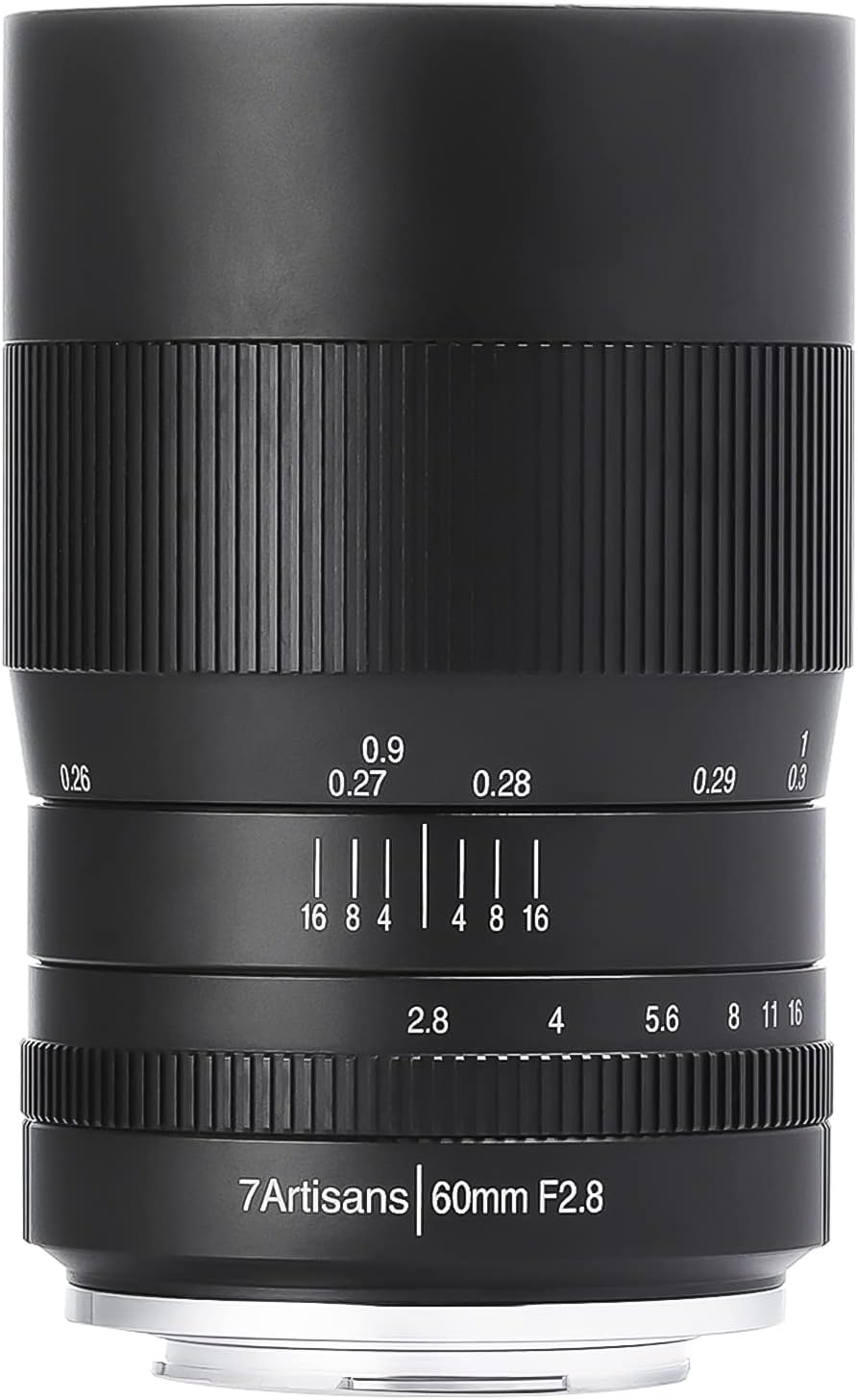 7artisans 60 mm F2.8 Makro APS-C Weitwinkelobjektiv für Sony Emount Kameras wie A7 A7II A7R A7RII A7