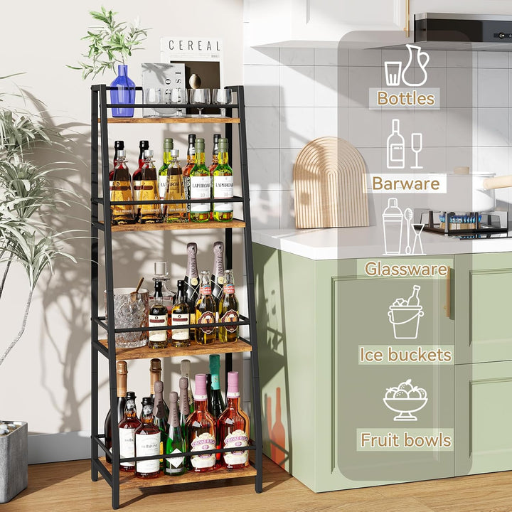 YMYNY 4-Tier Abgestufte Liquor Cabinet Mini Bar, Weinregal Freistehend Boden für Whiskey, Ecke Liquo