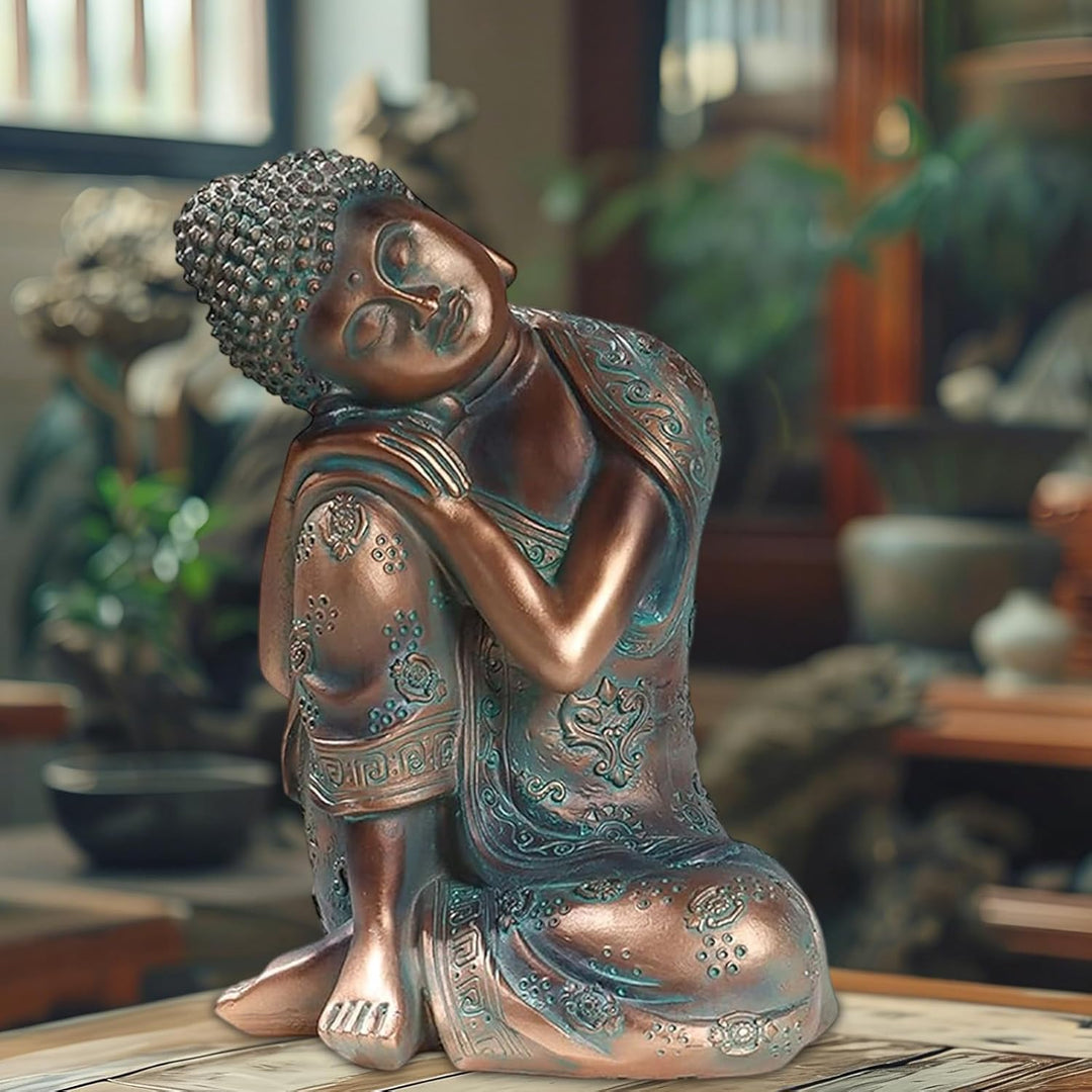 Schlafender Buddha Figur, 23x17x12.5 Dekoartikel Buddha Blau Buddha Figur Klein Garten Frostfest Bud