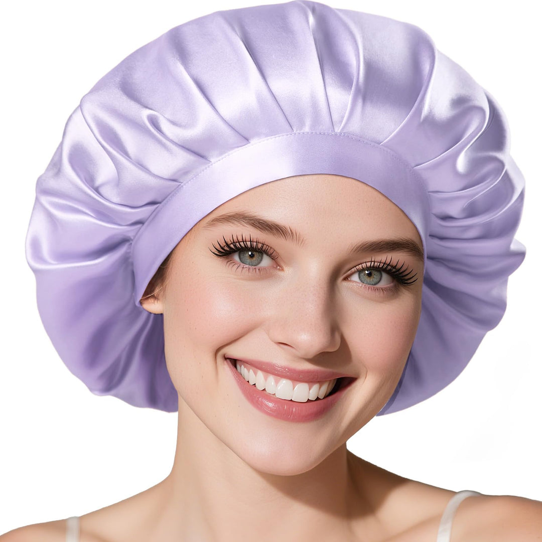 LitBear 22 Momme Seidenhaube zum Schlafen - Schlafmütze aus 100% Maulbeerseide, 100% Silk Bonnet mit