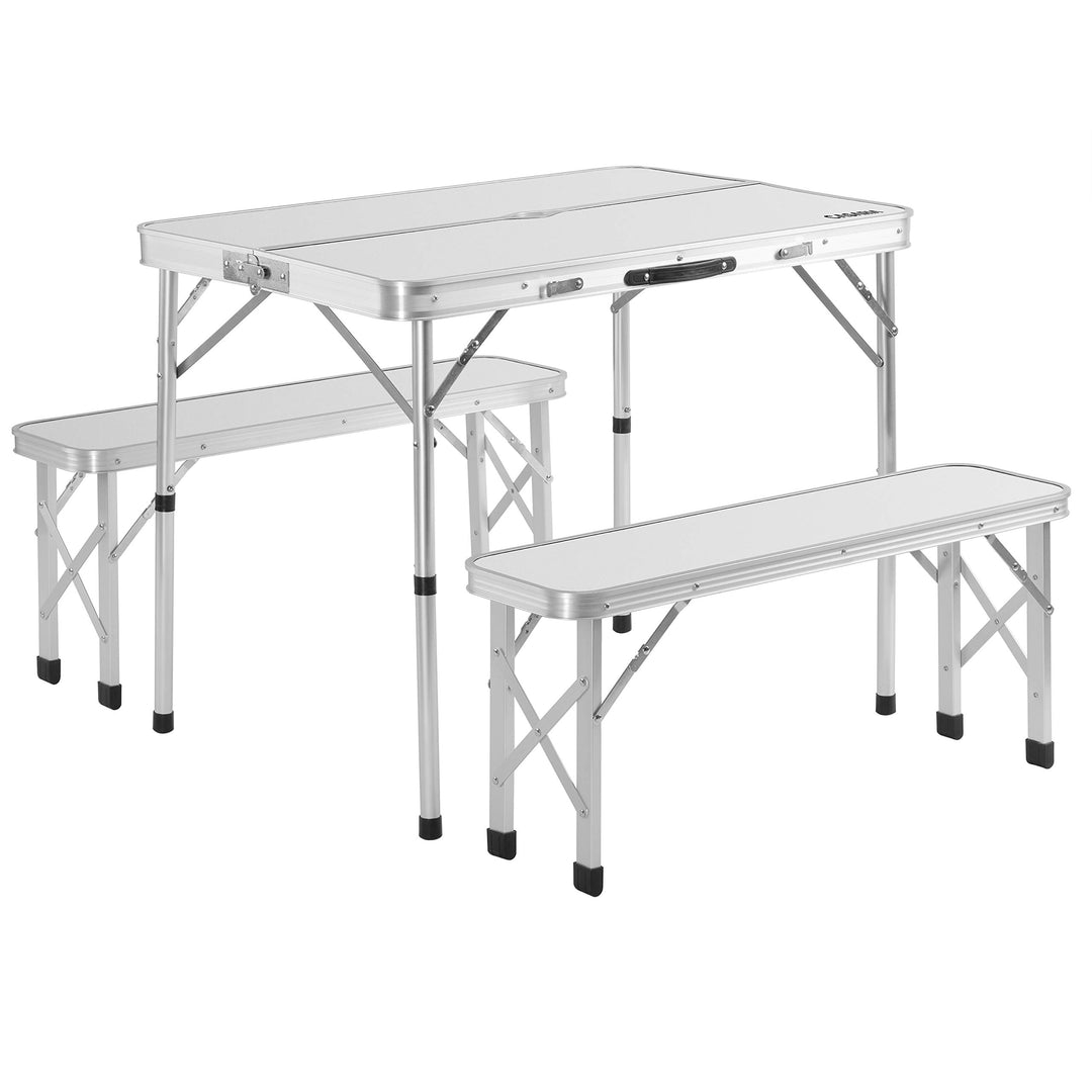 CASARIA® Klapptisch Wetterfest Höhenverstellbar Campingtisch mit Bänken Gartentisch Falttisch 120x60