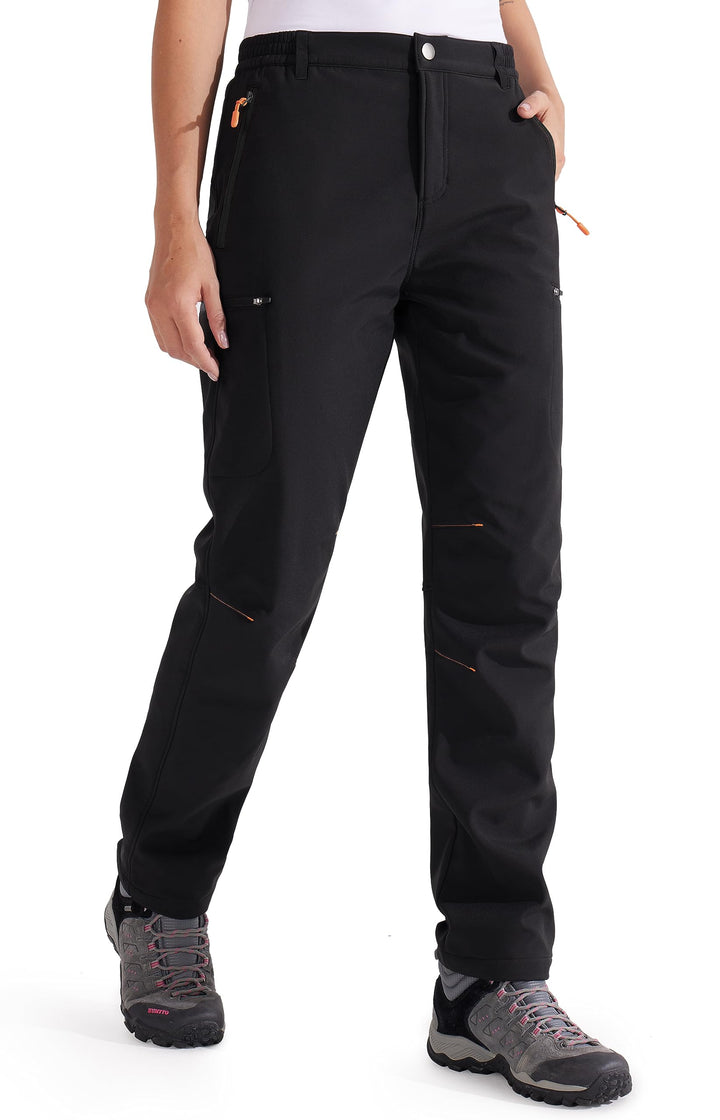 Libin Damen Wanderhose Thermohose Gefüttert Winter Outdoorhose Warme Softshellhose Wasserdicht Windd