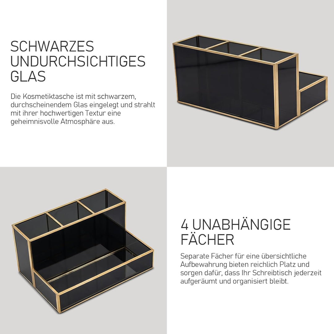 HARLIANGXY Make up Pinselhalter Schwarz - Multifunktional Make up Organizer für Kommode, Waschtischp