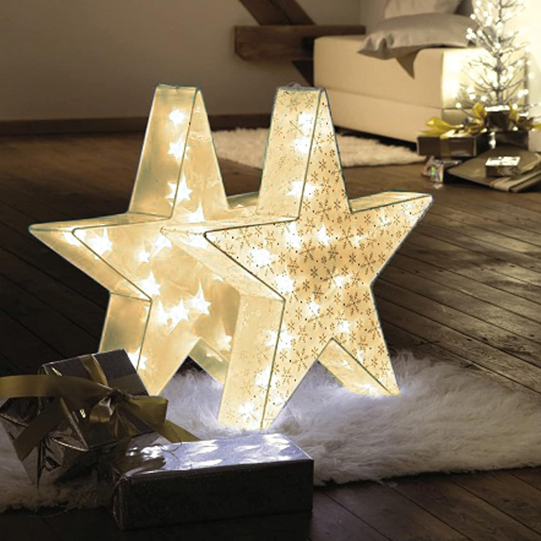 Hellum LED-Holografie Stern Weihnachtsstern mit Holografie Effekt innen warm-weiss 24 LED Ø55x10cm D