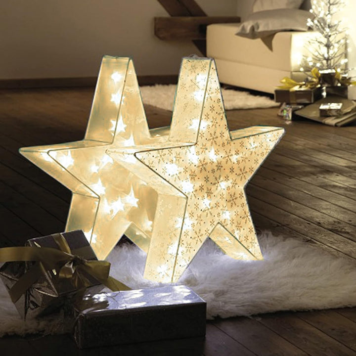Hellum LED-Holografie Stern Weihnachtsstern mit Holografie Effekt innen warm-weiss 24 LED Ø55x10cm D
