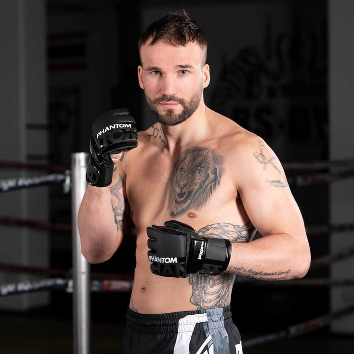 Phantom MMA Handschuhe APEX | Profi Gloves für Fight, Sparring, Boxen, Freefight Apex Hybrid - Schwa