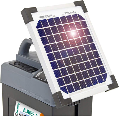 Voss.Farming Aures 3 Solarset Komplettset Weidezaungerät inkl. Solar, 9V 12V Anschluss sowie Batteri