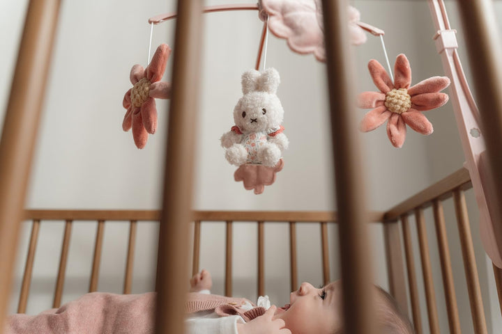 nijntje miffy x Little Dutch Mobile Musik Spieluhr mit Halterung für Babybett Hase Miffy rosa - Luck