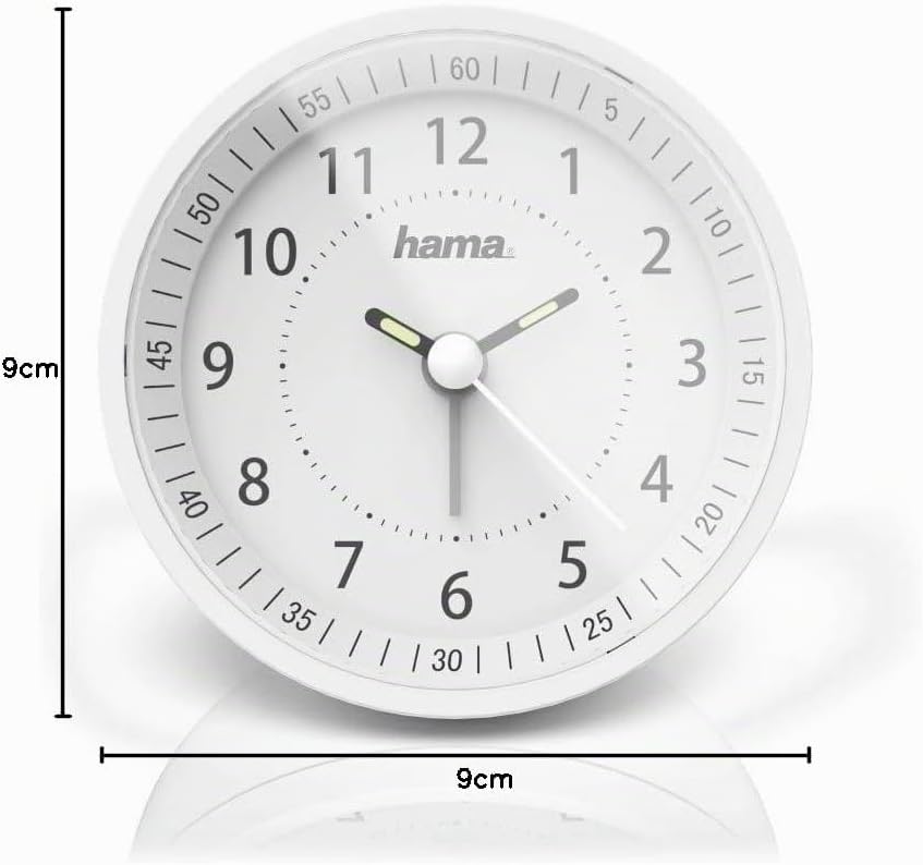 Hama Funk-Wecker, analog, „Roundly“ (DCF-Funkuhr, Schlummer-Funktion, Hintergrundbeleuchtung, Ziffer