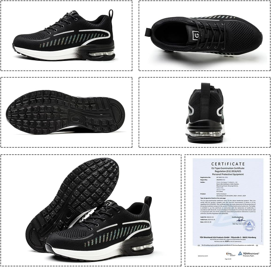 YEKOYIOO Sicherheitsschuhe Herren Damen Arbeitsschuhe mit Stahlkappe Sneaker Schutzschuhe 39 EU Grau