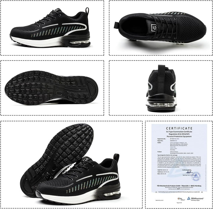 YEKOYIOO Sicherheitsschuhe Herren Damen Arbeitsschuhe mit Stahlkappe Sneaker Schutzschuhe 43 EU Grau