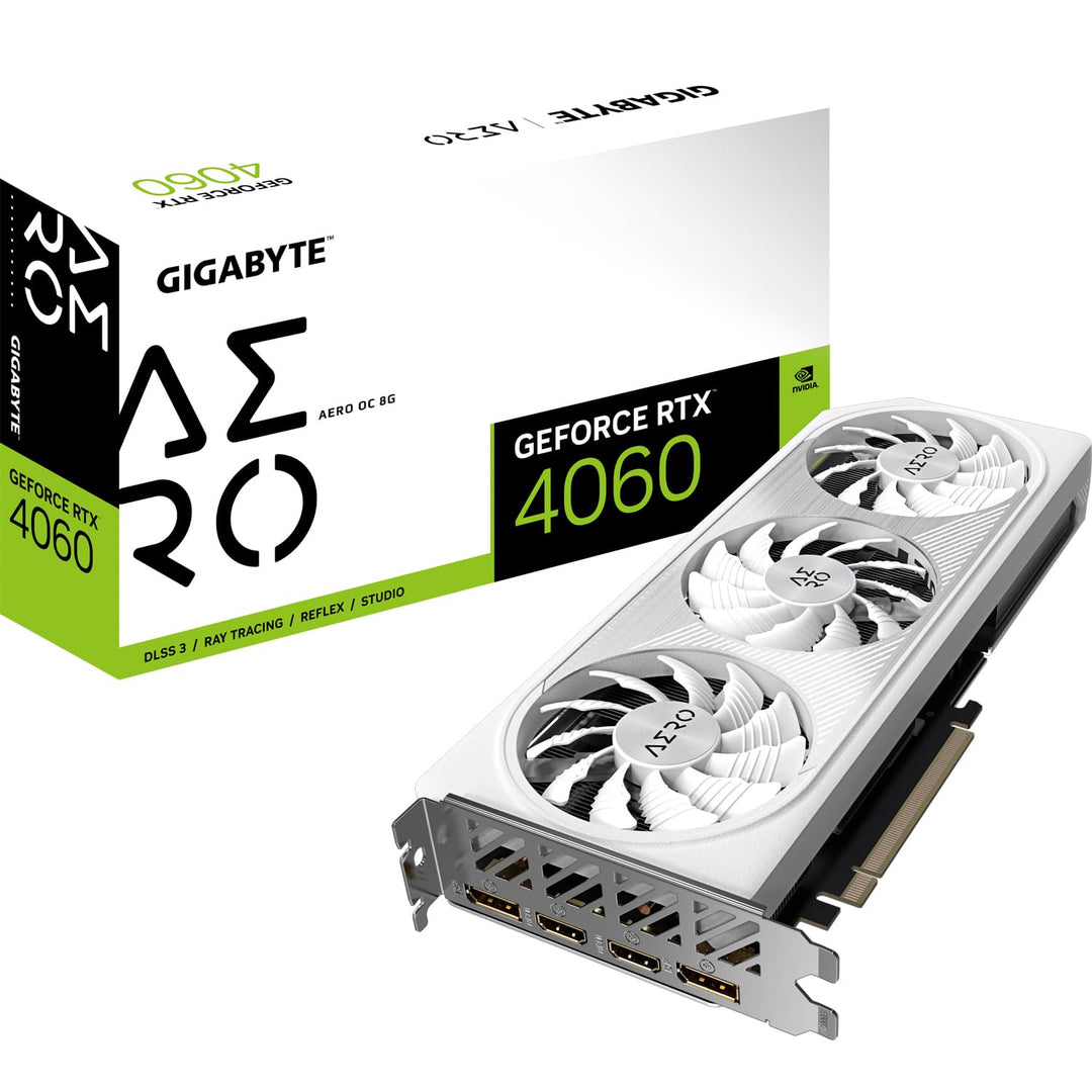 Gigabyte NVIDIA GeForce RTX 4060 AERO OC Graphics Card - 8GB GDDR6, 128-bit, PCI-E 4.0, 2550MHz Core
