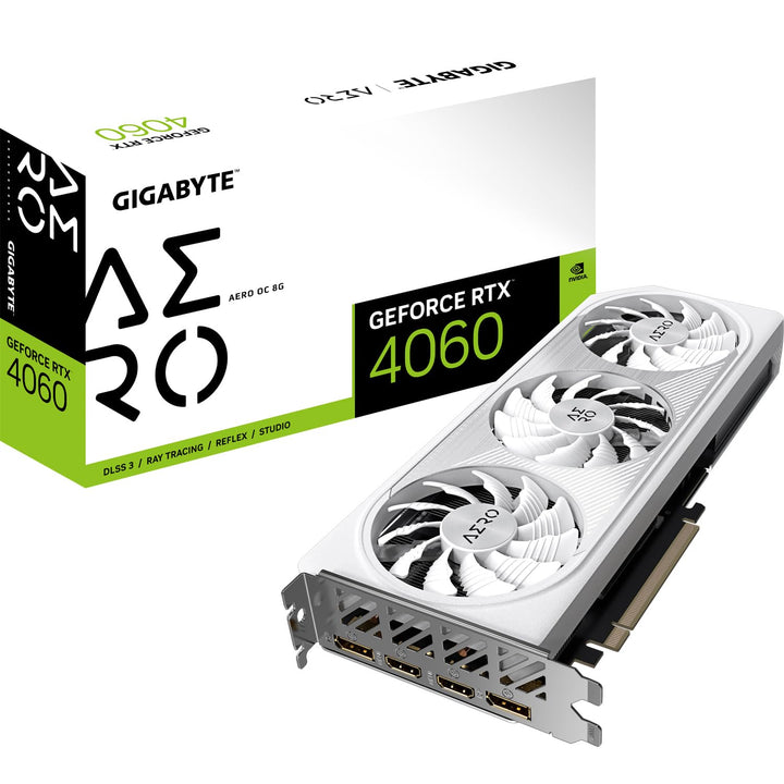 Gigabyte NVIDIA GeForce RTX 4060 AERO OC Graphics Card - 8GB GDDR6, 128-bit, PCI-E 4.0, 2550MHz Core