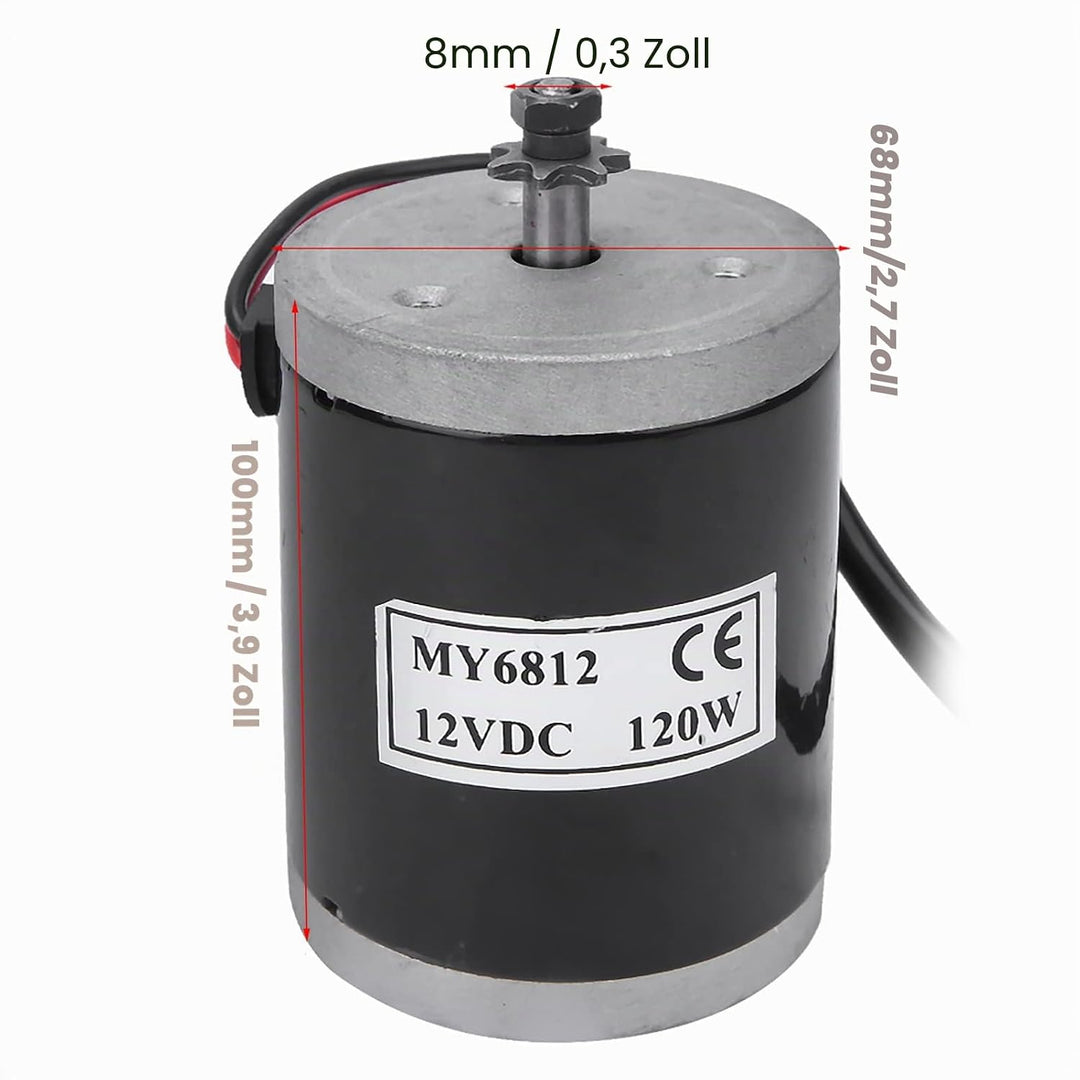 Nimomo Fahrrad-Bürstenmotor, 12 V, 120 W, Hochgeschwindigkeitsmotor mit Riemenscheibe, MY6812, Elekt