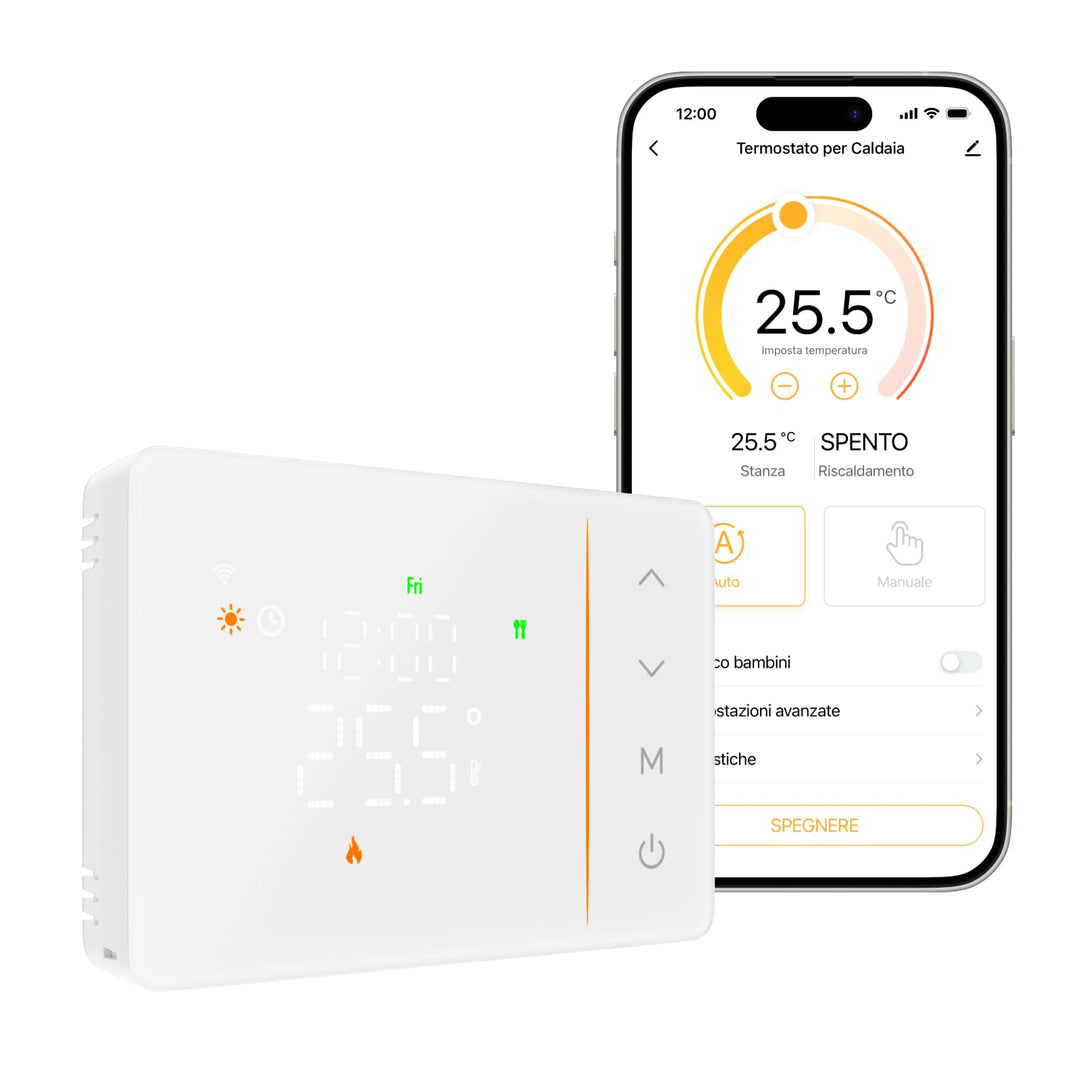 WiFi 6 Thermostat Batterie für Gasboiler 2.4GHz, programmierbar, Trockenkontakt, Box 502-503, kompat