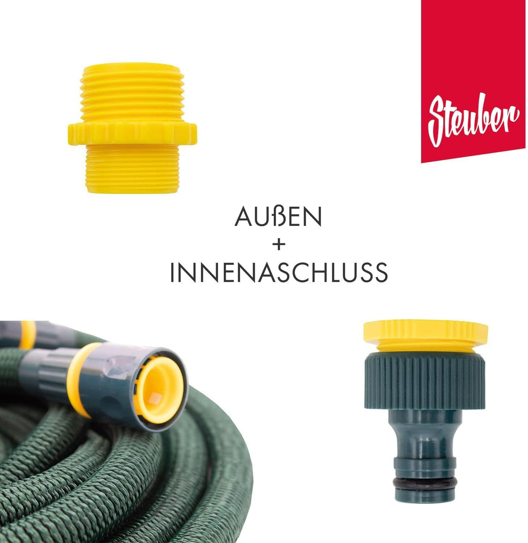 Steuber Flexibler Gartenschlauch Platinum GREEN mit 8 Sprühkopf-Funktionen, 16,5m, TÜV Süd Siegel, m