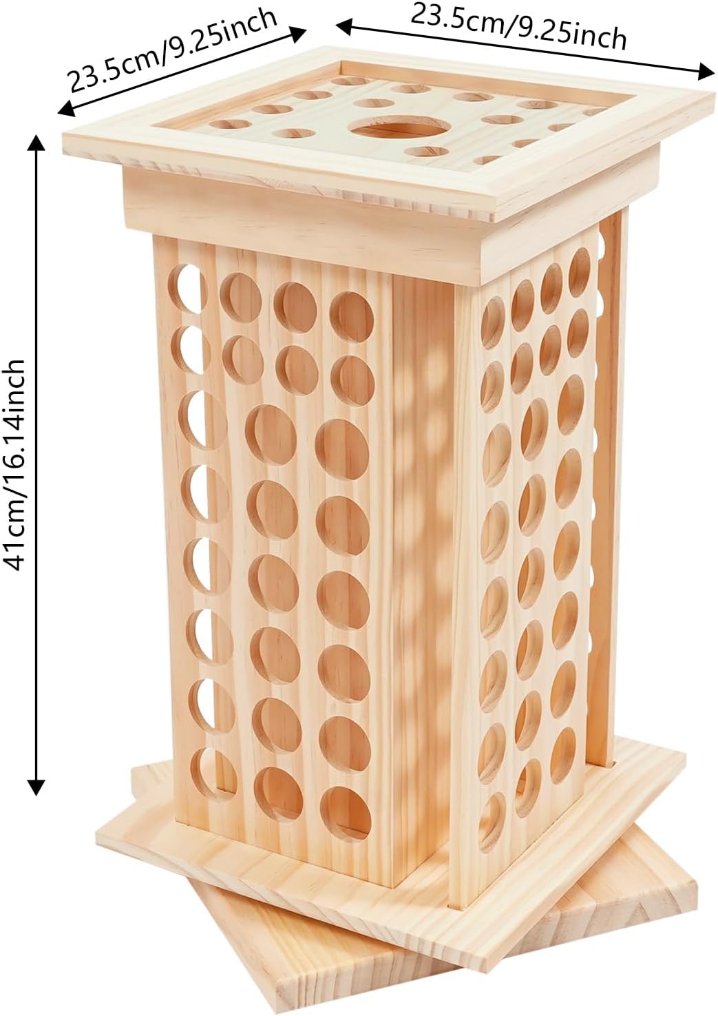 Drehbarer Ätherisches Öl Display Ständer, Aufbewahrungsbox aus Holz mit 125 Löcher 4 Seiten, Nagella