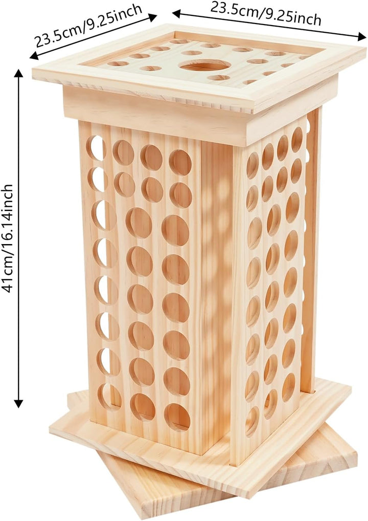 Drehbarer Ätherisches Öl Display Ständer, Aufbewahrungsbox aus Holz mit 125 Löcher 4 Seiten, Nagella