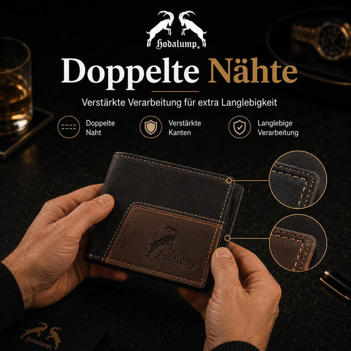 hodalump Echt-Leder Geldbörse • Geldbeutel für Damen und Herren mit RFID-Schutz • Portmonee mit Münz
