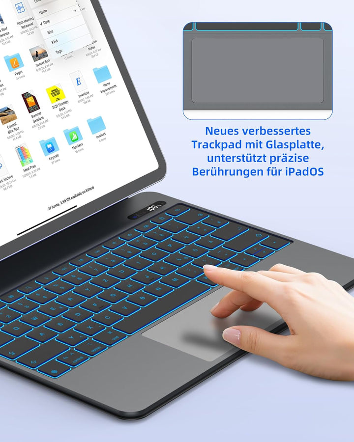 Bettdow für iPad Air 13 Zoll M3 2025/M2 2024/iPad Pro 12.9" 2018-2022 Tastatur Hülle, Leichte Alumin