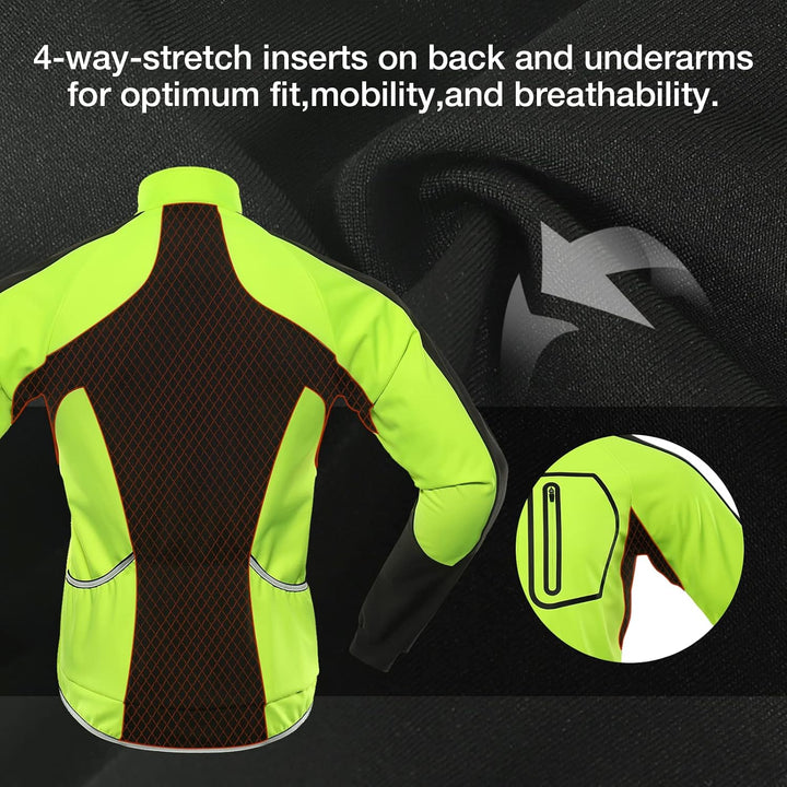 BERGRISAR Herren Fahrradjacke für Winter, Softshell Thermo Winddichte Wasserdicht Atmungsaktiv Radsp