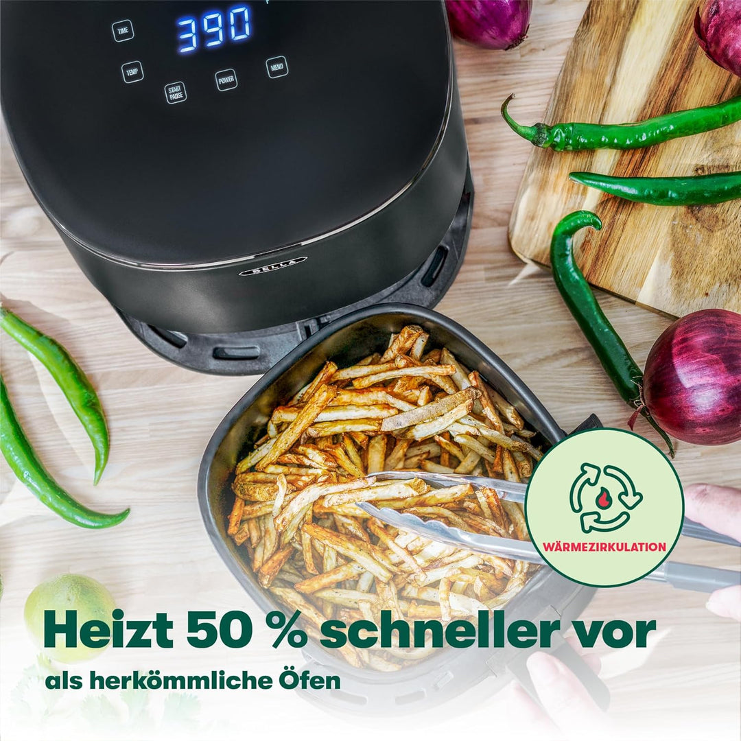 bella 3 L Touchscreen-Heissluftfritteuse, ölfreies Frittieren, spülmaschinenfeste Antihaft-Pfanne un