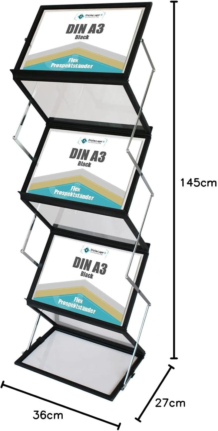 DisplayLager - Prospektständer, Faltbar, 2x A4 / 1x A3 pr. Ablage, Inkl. Tragekoffer aus Alu. Bodenp