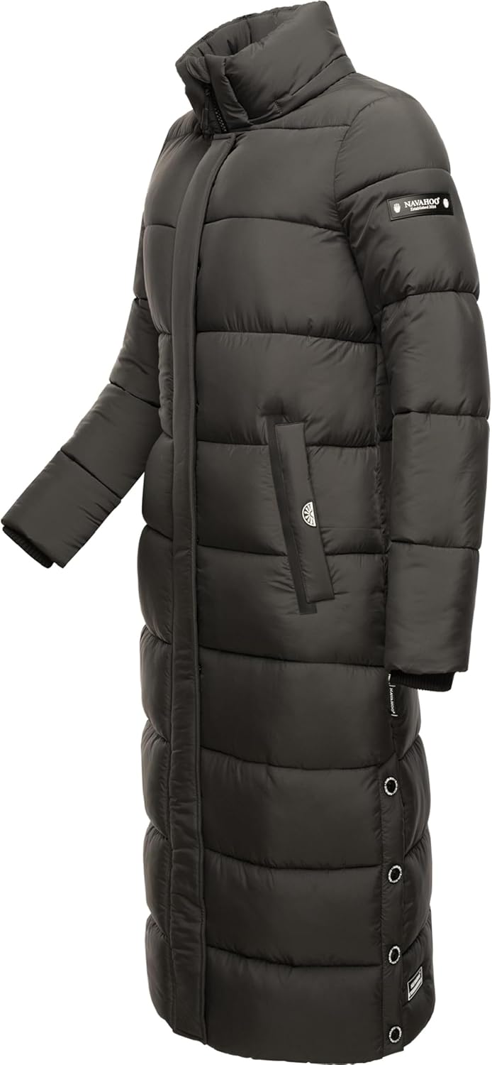 Navahoo Damen Wintermantel Warmer Steppmantel lang mit Abnehmbarer Kapuze Isalie XS-XXL XXL Anthraci