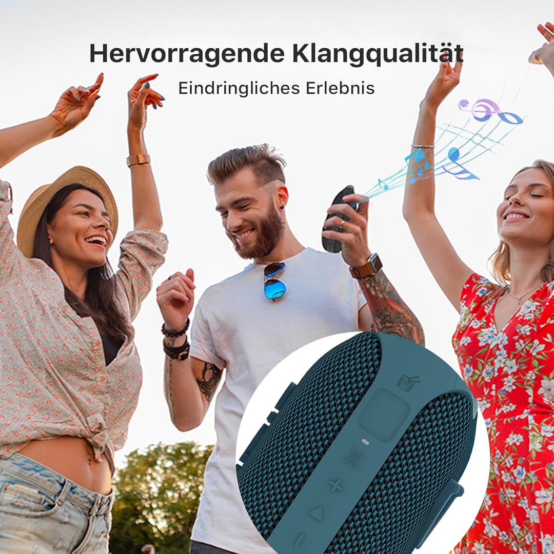 NOBIS Clip N1 Tragbarer Bluetooth Lautsprecher mit App, Beat-Modus, bis zu 24 Stunden Spielzeit, IP6